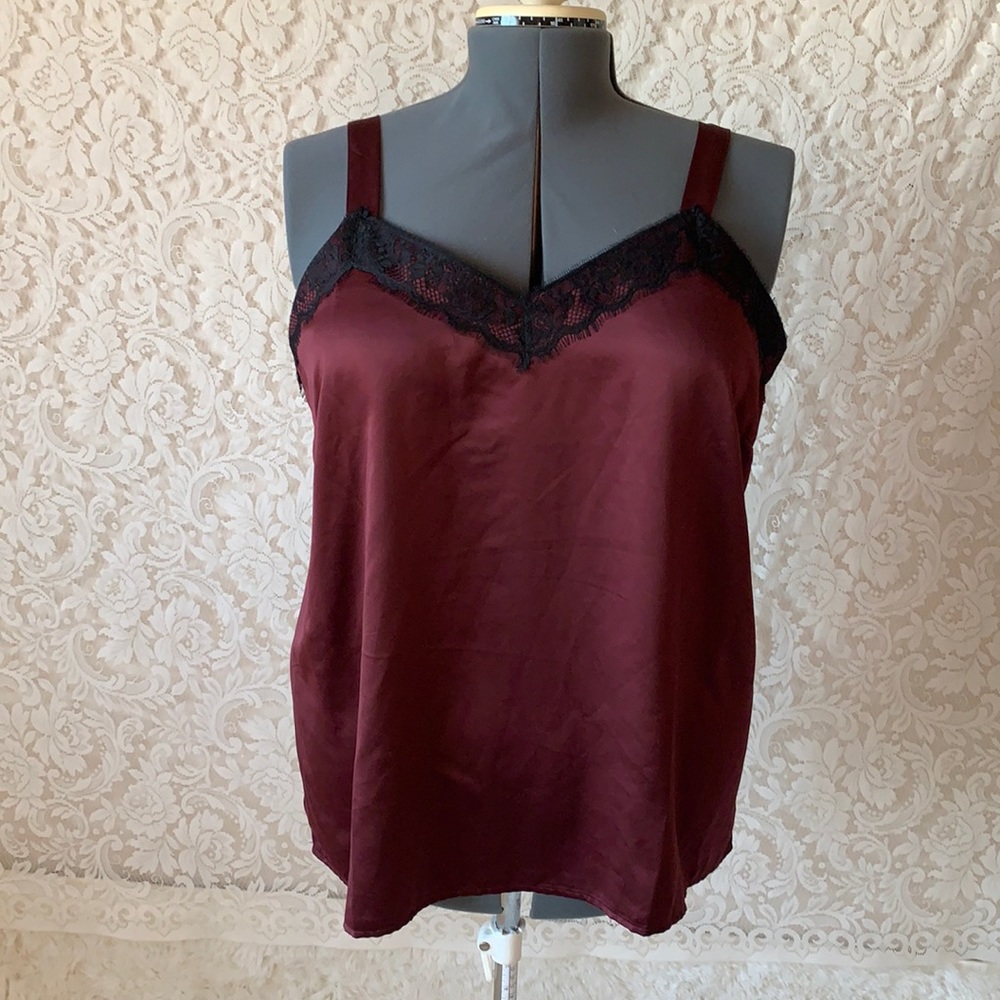 Sexy Maurices maroon lace trim tank, XXL - Picture 1 of 7